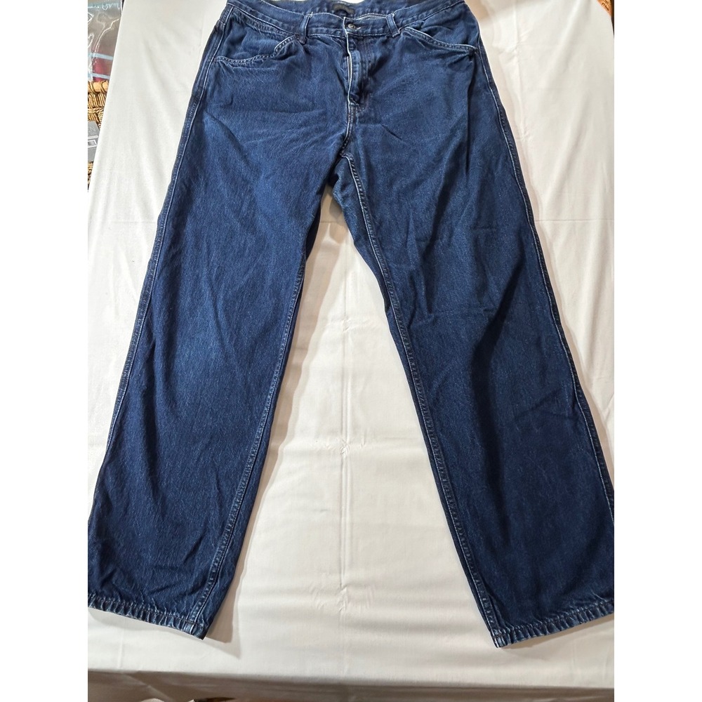 Uniqlo Jeans Mens 35 Dark Wash Wide Tapered High Rise Kaihara Denim 452529
